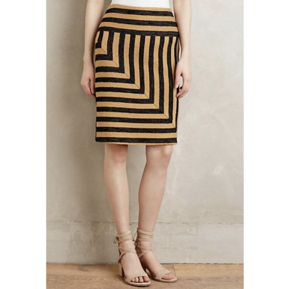 Eva Franco Geometric Stripe Pencil Skirt